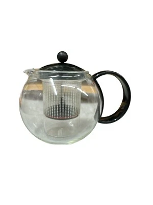 BODUM Clear Glass Press Tea Pot w/Plastic Handle, 4 Cup, Used, Good Condition - Image 1 of 4