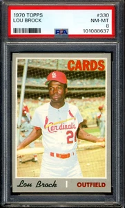 1970 Topps #330 Lou Brock PSA 8 NM-MT *St. Louis Cardinals* - Picture 1 of 2