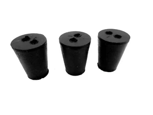 #1 Rubber Stopper, 2 Center Holes, Plugs 19/32 To 45/64", 15mm To 18mm ID Holes - Picture 1 of 12