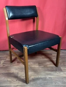 Foster & Sons Alfred Cox Teak & Black Vinyl Dining Chair Retro Mid Century VTG - Picture 1 of 24