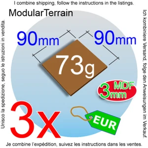 3x 3mm MDF 90mm 90x90mm Square Base Socle Carré War Hammer 40k Age Of Sigmar - Imagen 1 de 7