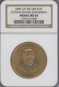 1895 ATLANTA SO-CALLED DOLLAR HK-268 COTTON STATES INT'L EXPO NGC MS 64 H. Grady - Picture 1 of 2