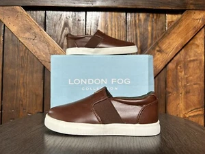 London Fog Bakewell Brown Faux Leather Slip-on Kids Shoes Sz. 12M - Picture 1 of 12