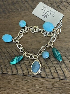 Pulsera de cadena con dijes de turquesa malaquita bronce barse mediana Foto 1 de 4