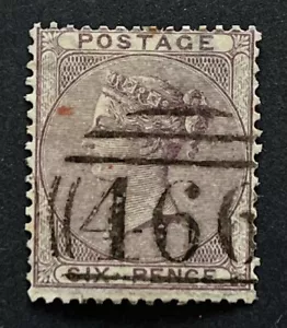 GB QV 1855-57 6d Lilac SG70. Very Fine Used & Sound. Liverpool No. 466 Cancel - Picture 1 of 2