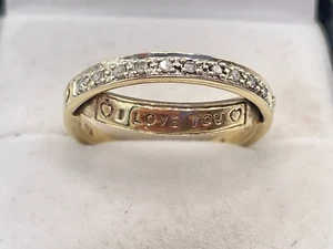 9ct Gold 10pt Diamond " I Love You " Eternity Ring. Goldmine Jewellers. - Picture 1 of 9