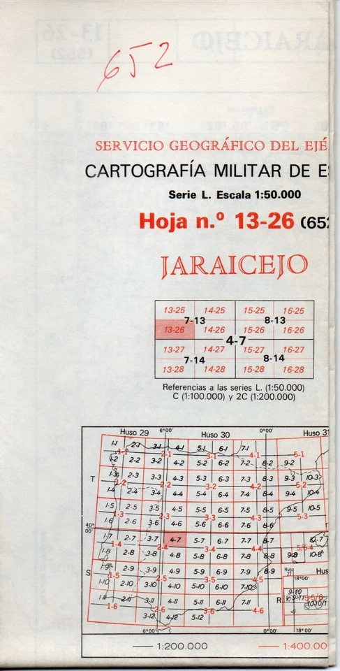 MAPA TOPOGRAFICO "JAICEJO" 652 (13-26) ESCALA 1:50000 # 1156 - Imagen 1 de 1
