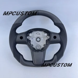 100% Real Carbon Fiber Steering Wheel fit For Tesla model 3 model Y 2017-2024 - Picture 1 of 9