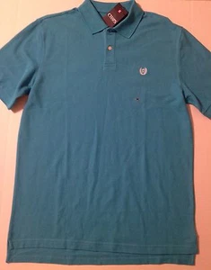 NWT MENS COLLARED SHORT SLEEVE SHIRT, TEAL, by CHAPS, 100% COTTON, MSRP $40.00 - Picture 1 of 3