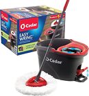 EasyWring Microfiber Spin Mop, Bucket Floor Cleaning System, Red, Gray