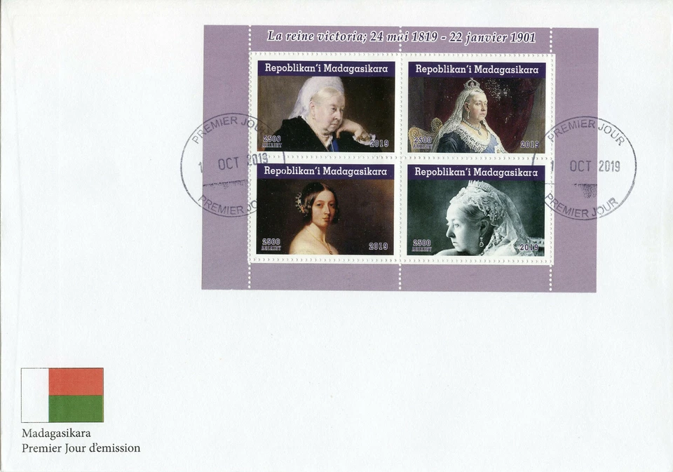 Madagascar 2019 FDC Queen Victoria 200th Birthday 4v M/S Cover Royalty Stamps - Image 1 of 1