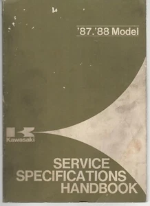 KAWASAKI MOTORCYCLE SERVICE SPECIFICATIONS HANDBOOK Part # 99926-1012-01 1987/88 - Bild 1 von 2