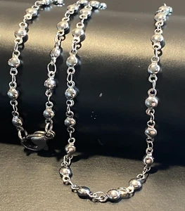Collana rosario in acciaio inox da uomo donna 50 cm catenina catena lunga sfere - Foto 1 di 13