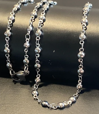 Collana rosario in acciaio inox da uomo donna 50 cm catenina catena lunga sfere - Immagine 1 di 4