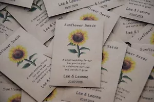 Sunflower Seed Wedding Favour with poem- fully personalised - brown envelope - Picture 1 of 6