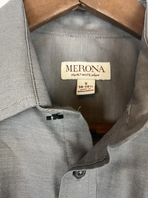 Merona The Ultimate Dress Shirt Men's Size 14-14.5 Gray Long Sleeve Cotton Blend - Image 1 of 4