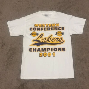 VTG Y2K 2001 Lakers Champions T-Shirt Size Medium Western Conferance Champs - Picture 1 of 6