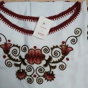 Traditional Hungarian Kalocsai Blouse Poncho Top Folkwear Poncho Size L - Picture 1 of 12