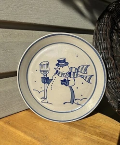 Vintage BBP Beaumont Bros. Schneemann Schal Urlaub Salzglasur Kunstkeramik Teller 9 Zoll - Bild 1 von 9