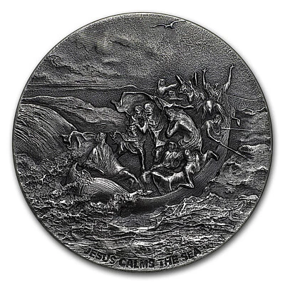 2017 2 oz Silver Coin - Biblical Series (Jesus Calms the Sea) - Image 1 of 4