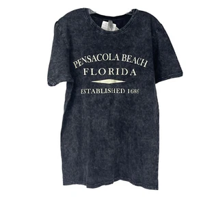 Pensacola Beach Florida T-Shirt Souvenir Size M Black Stone Wash Short Sleeve - Picture 1 of 4