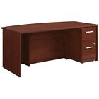 Pemberly Row 72&quot; Bowfront Desk and 2-Drawer Mobile File Cabinet in Cherry