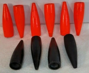 10 Antique Popping Floats / Corks Orange & Black Size 5 Bobbers Fishing - Picture 1 of 12