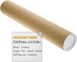 Mailing Tubes with Plastic Caps Shipping Cardboard Blueprints Artwork Poster Kra - Picture 1 of 6