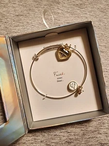 Faith over fear cross in heart braclet, silver and gold tone bracelet, NEW - Picture 1 of 3
