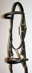 FSS German COMFORT Baroque GOLD PIPING Padded DROP Noseband Dressage Bridle NEW - Picture 1 of 9