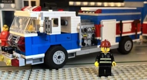 Lego Custom Fire Truck And Mini-figure Red, White And Blue - Picture 1 of 5