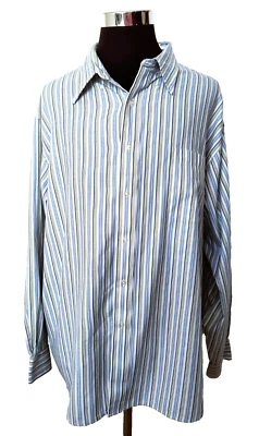 Camisa de Vestir George Para Hombre Talla 3XL Multicolor Rayas Botón Delantero y Cuello LS Foto 1 de 4