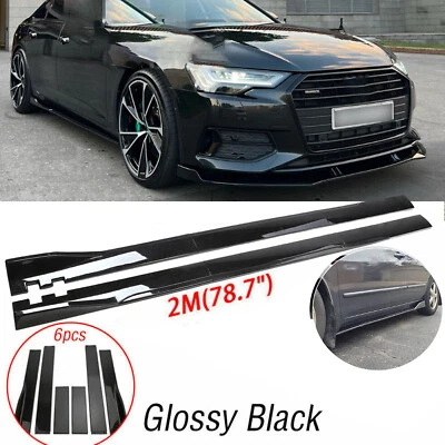 For Audi Quattro Side Skirt Extension Splitter Spoiler Lip 2m/78.7inch Glossy O Foto 1 de 4