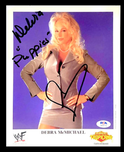 WWE DEBRA P-499 HAND SIGNED 8X10 ORIGINAL PROMO PHOTO WITH PROOF AND PSA DNA COA