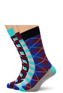 HS by Happy Socks Cotton Argyle 3-Pack Socks. 7.5-11.5 UK - Picture 1 of 8
