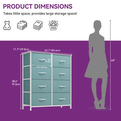 Mesita de noche organizadora de almacenamiento torre cofre tela tocador 5/8 cajones dormitorio Foto 1 de 4