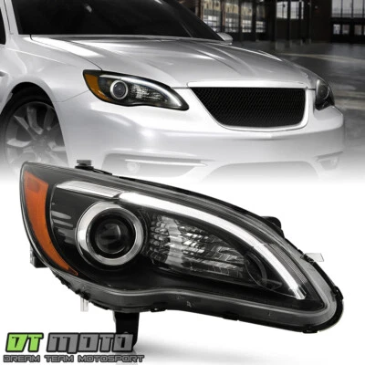 Faro proyector pasajero derecho para Chrysler 200 2011-2014 con LED DRL negro Foto 1 de 4