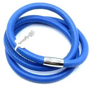 Pulsera de cuero Brighton Woodstock azul océano triple adición dijes/cuentas nueva con etiquetas 22 pulgadas - Imagen 1 de 7
