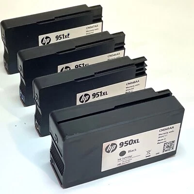 Set of 4 Near New Genuine HP 950XL BLK 951XL CYN MAG YEL Inkjets 75% NEW GEN - Bild 1 von 4
