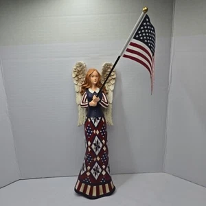 Decorazione da parete vintage angelo patriottico e bandiera americana rara - Foto 1 di 17