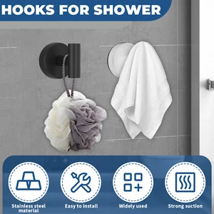 4 Pcs Suction Cup Hooks Stainless Steel Shower Hooks No Drilling Wall CoBiT - Picture 1 of 11
