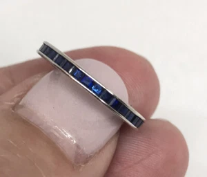 Estate 18K WG Channel Set Sapphire Eternity Band- Stacker- 5 1/2 - Picture 1 of 6