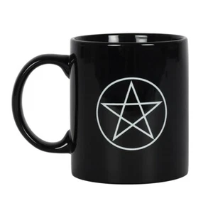Taza Negra Pentagrama Nueva Era Wiccana Pagana-Caja de Regalo China.Witchey Wizard.BenditoB - Imagen 1 de 5