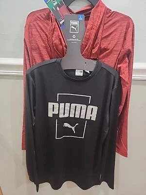 PUMA YOUTH 2 PACK LONG SLEEVE 1 RED HOODED 1 BLACK SIZE L (14-16) NEW - Image 1 of 4
