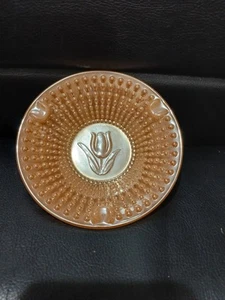 Vintage Anchor Hocking Peach Lustre Fire King Ashtray Middle Tulip  4 3/8"  - Picture 1 of 6