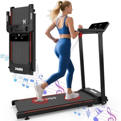 KEHOT Elektrisches Laufband mit Armlehnen, Getränkehalter,Bluetooth-Musik,APP,12 km/h