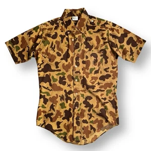 Camicia mimetica vintage Bob Allen Ducks Unlimited media caccia anni 70 USA - Foto 1 di 9