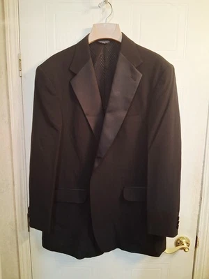 VINTAGE Bill Blass smoking masculino 46L preto 1 botão terno xale lã lapela  - Imagem 1 de 4