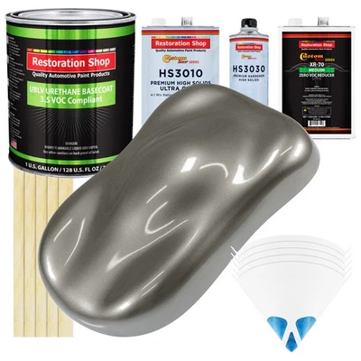 Kit de pintura de coche capa base de uretano de bajo VOC gris grafito metálico Prem Galon Foto 1 de 4