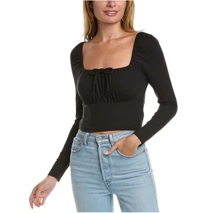Madewell Burleigh Square Neck Top, Black, Ribbed, Long Sleeve, Women's Medium - Picture 1 of 7